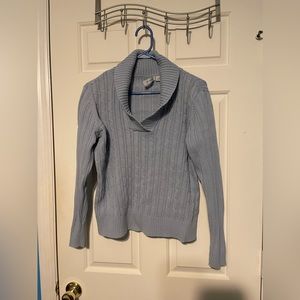 Liz Claiborne Cable Knit Sweater Light Blue Gray Size XL